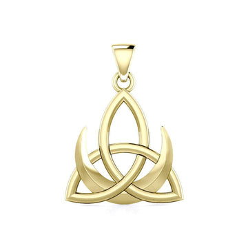 Crescent Moon with Celtic Trinity Solid Gold Pendant GPD5667 - Jewelry